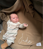 Mocha | Solid Edge Knit Blanket