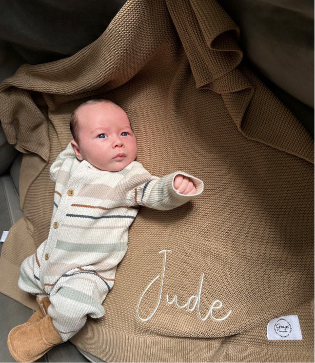 Mocha | Solid Edge Knit Blanket