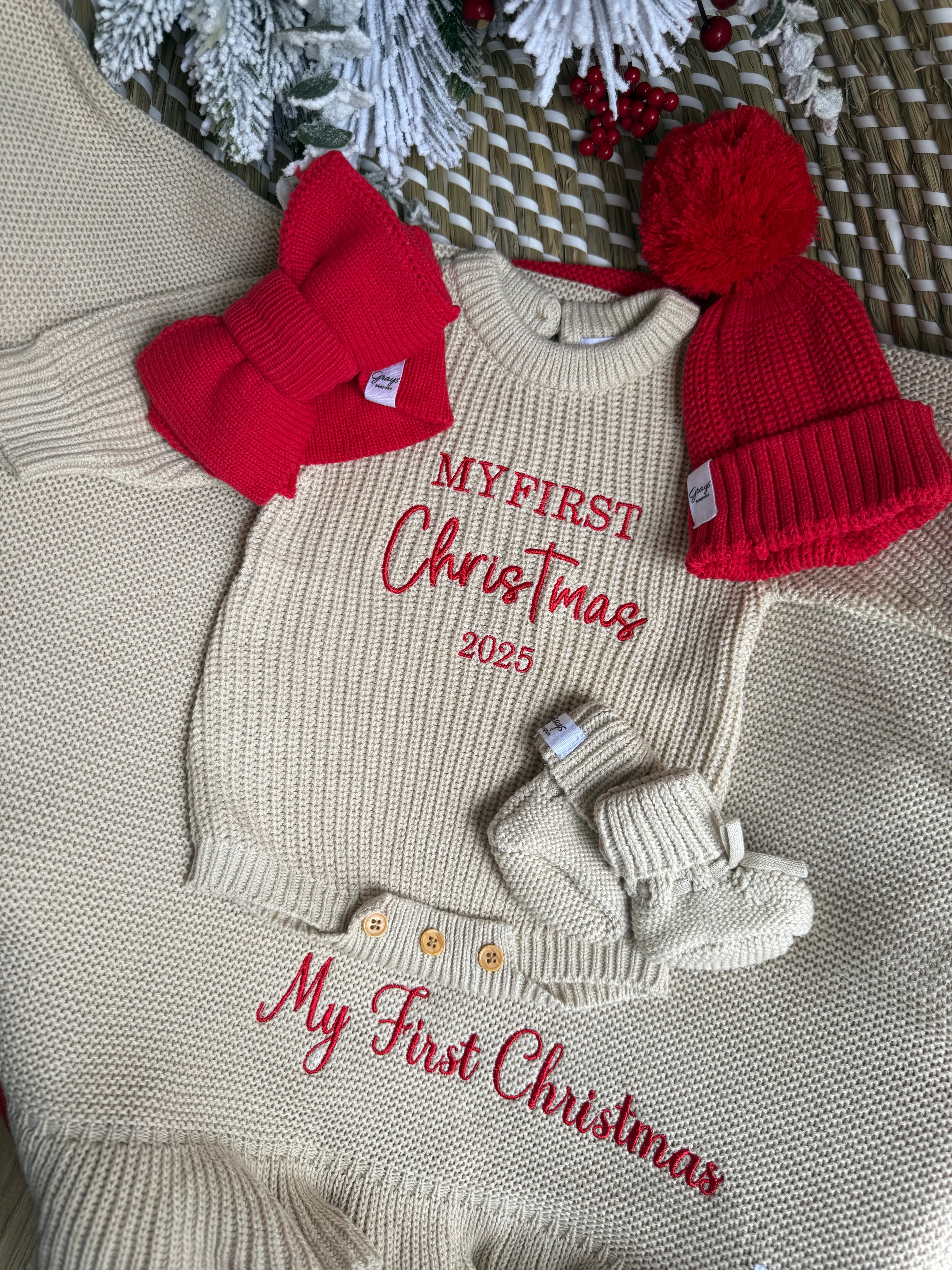 Sandy Beige Romper & Booties | Personalised Name
