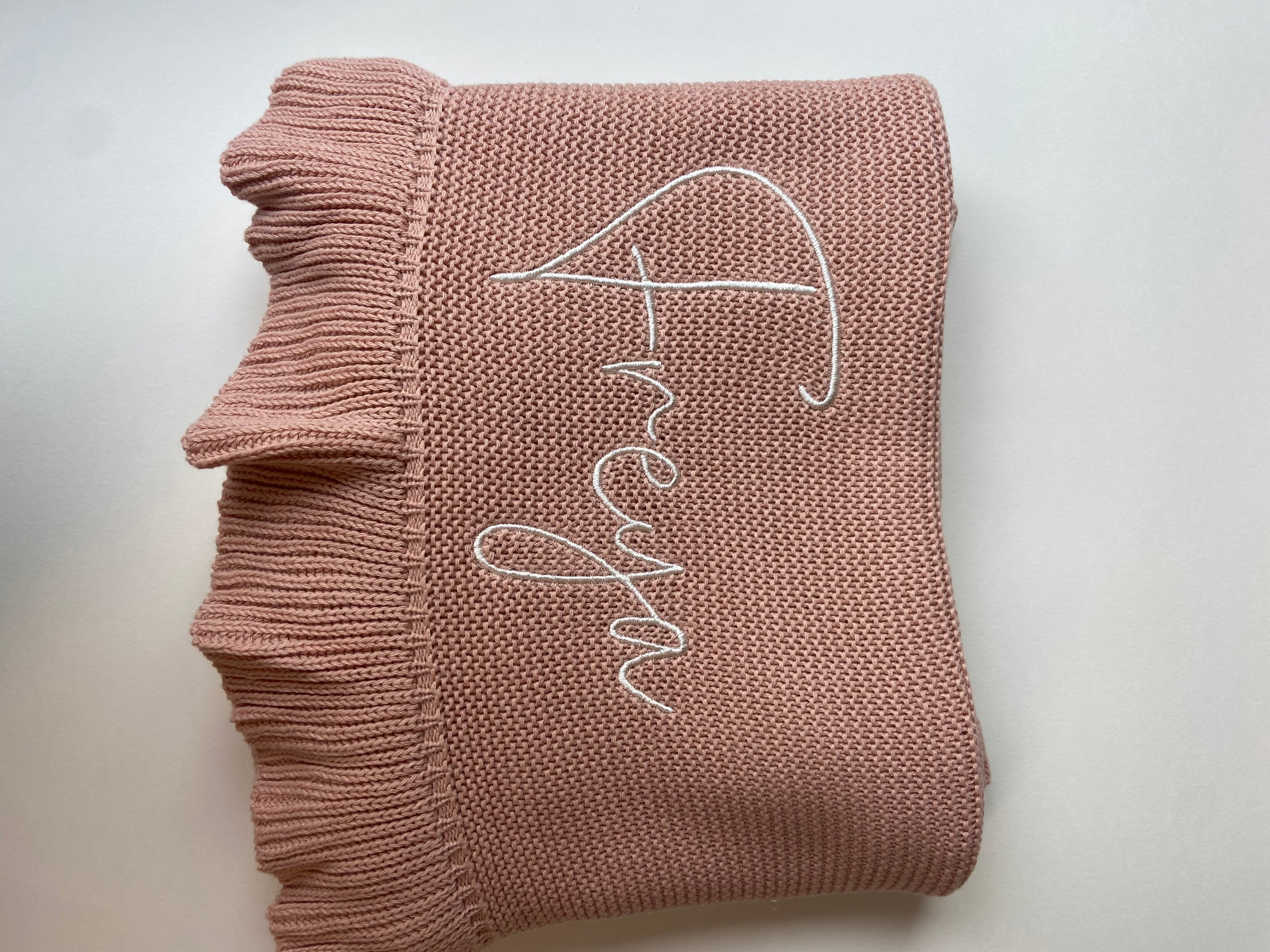 Dusty Rose | Frill Knit Blanket