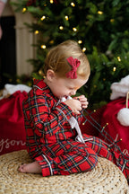 Red Tartan with Bow Girls Style