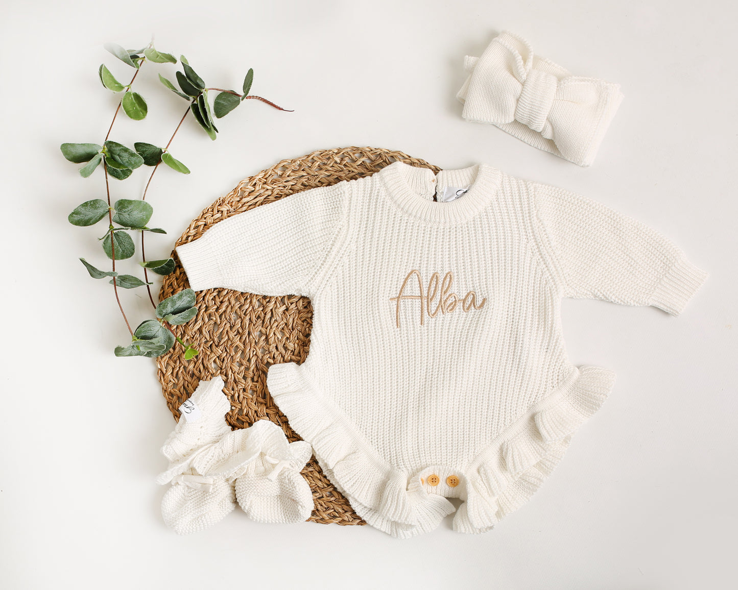Cloud | Frilly Romper & Booties Set