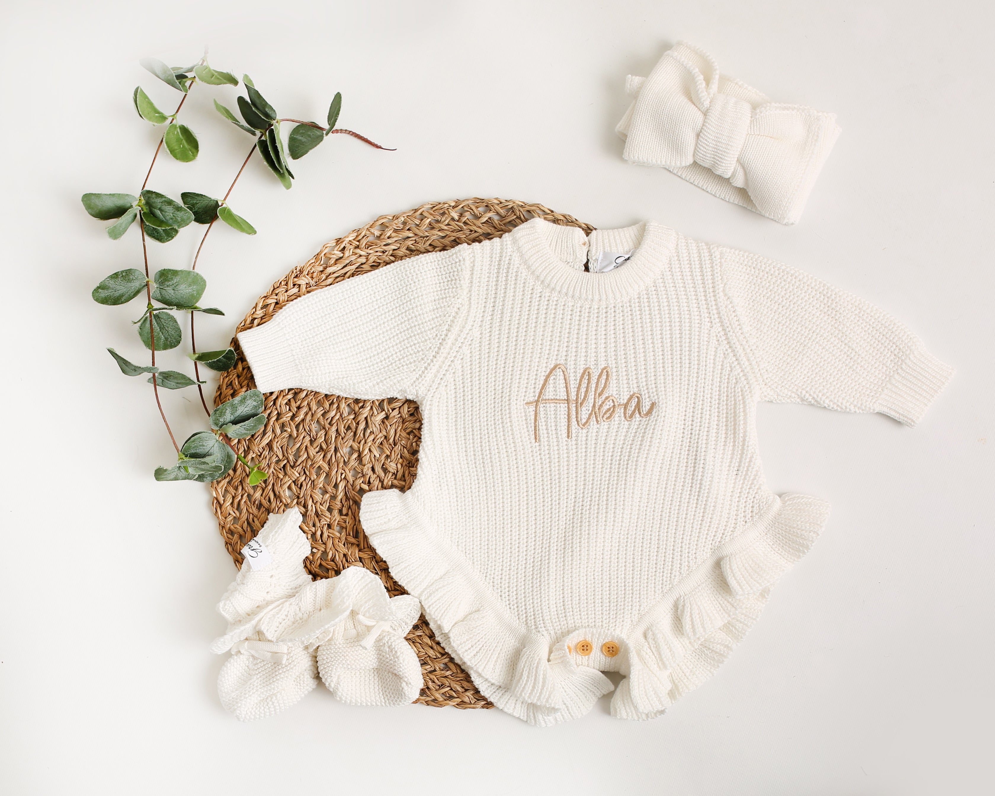 Cloud | Frilly Romper & Booties Set