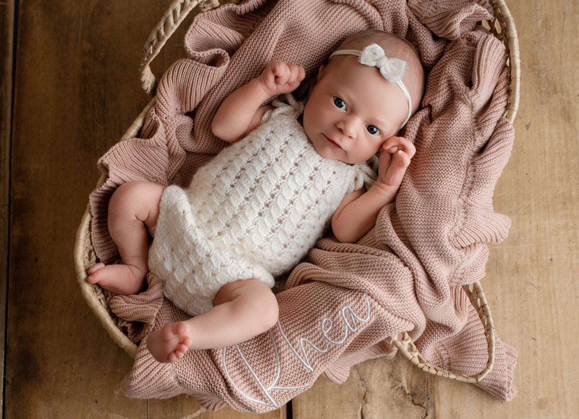 Dusty Rose | Frill Knit Blanket