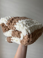 Puffy Handmade Blankets | Brown & Cream stripe