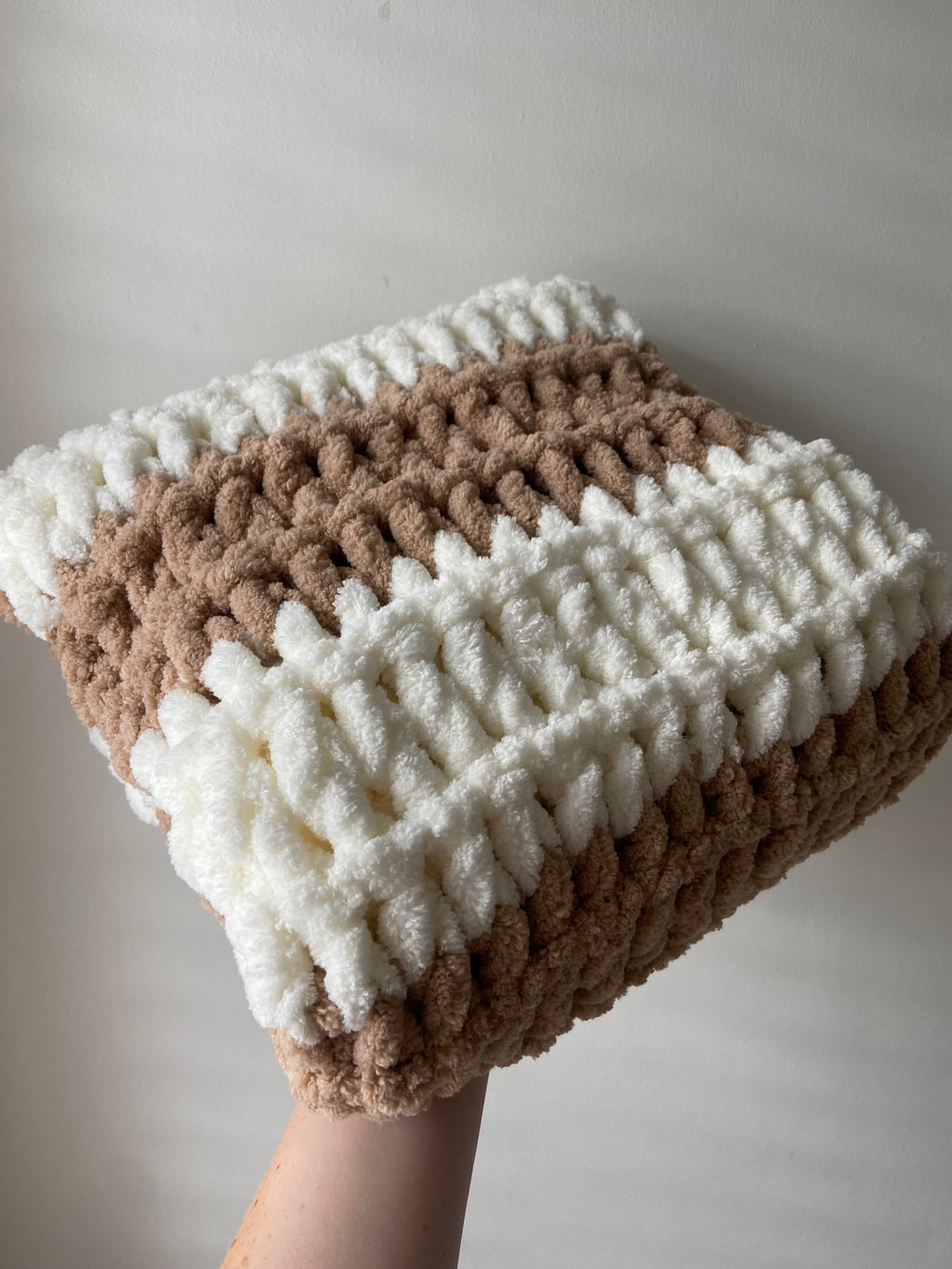 Puffy Handmade Blankets | Brown & Cream stripe