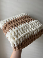 Puffy Handmade Blankets | Brown & Cream stripe
