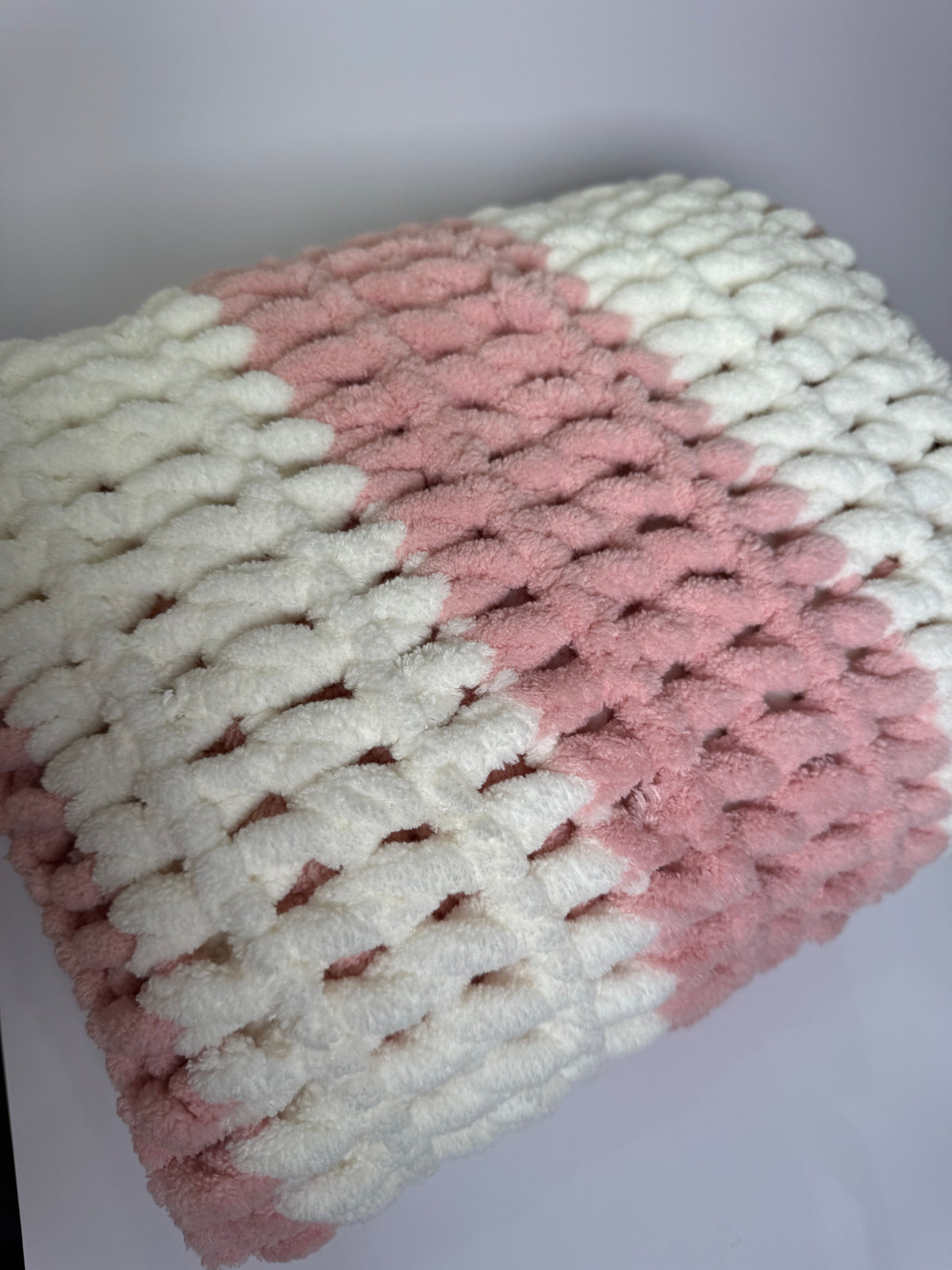 Puffy Handmade Blankets | Powder Pink & Cream Stripe