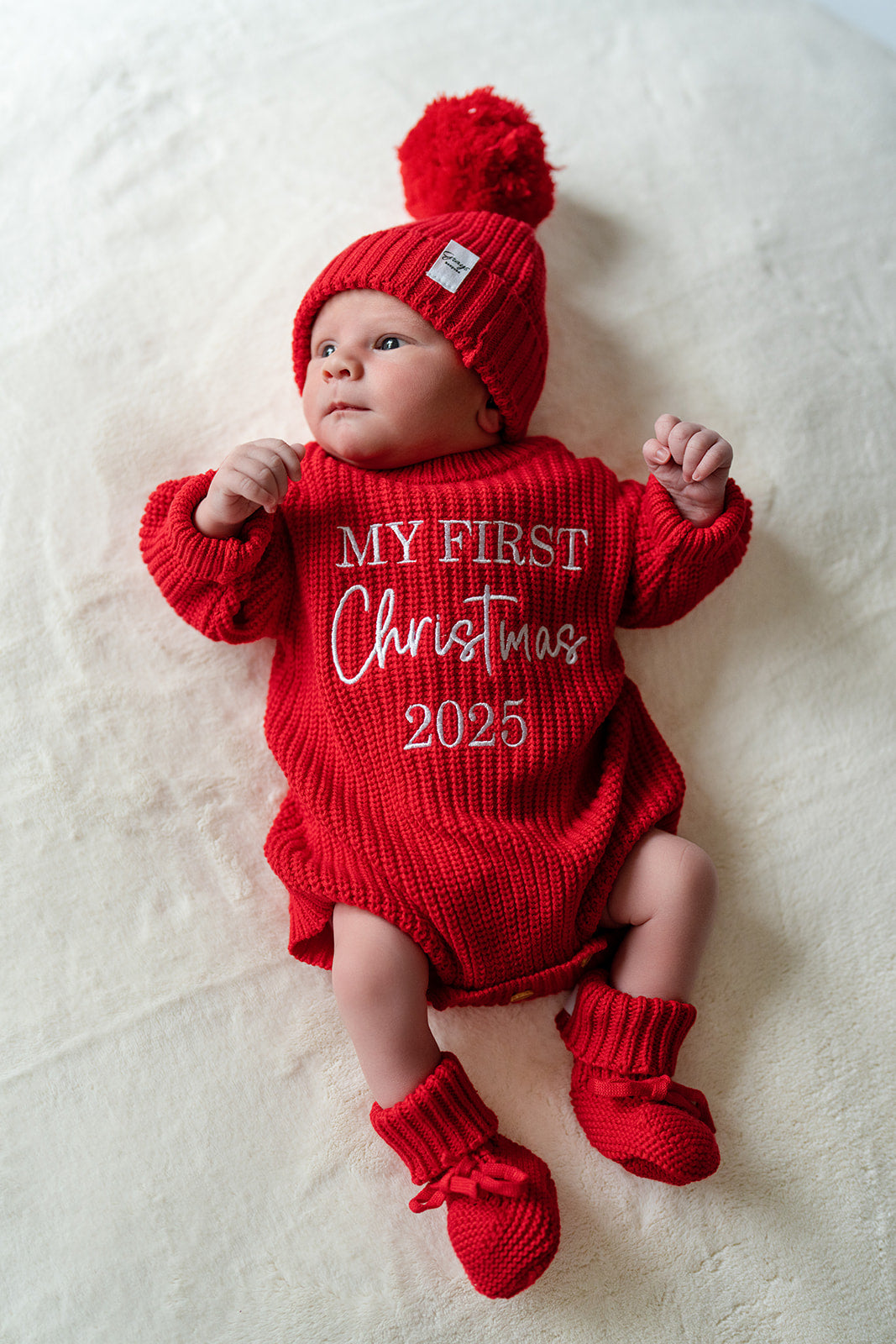 Poppy Red Romper & Booties | Personalised Name