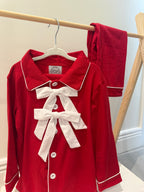 Red Plain with Bow Girls Style