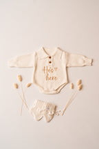Cloud / Collard Polo Knitted Romper & Booties Set