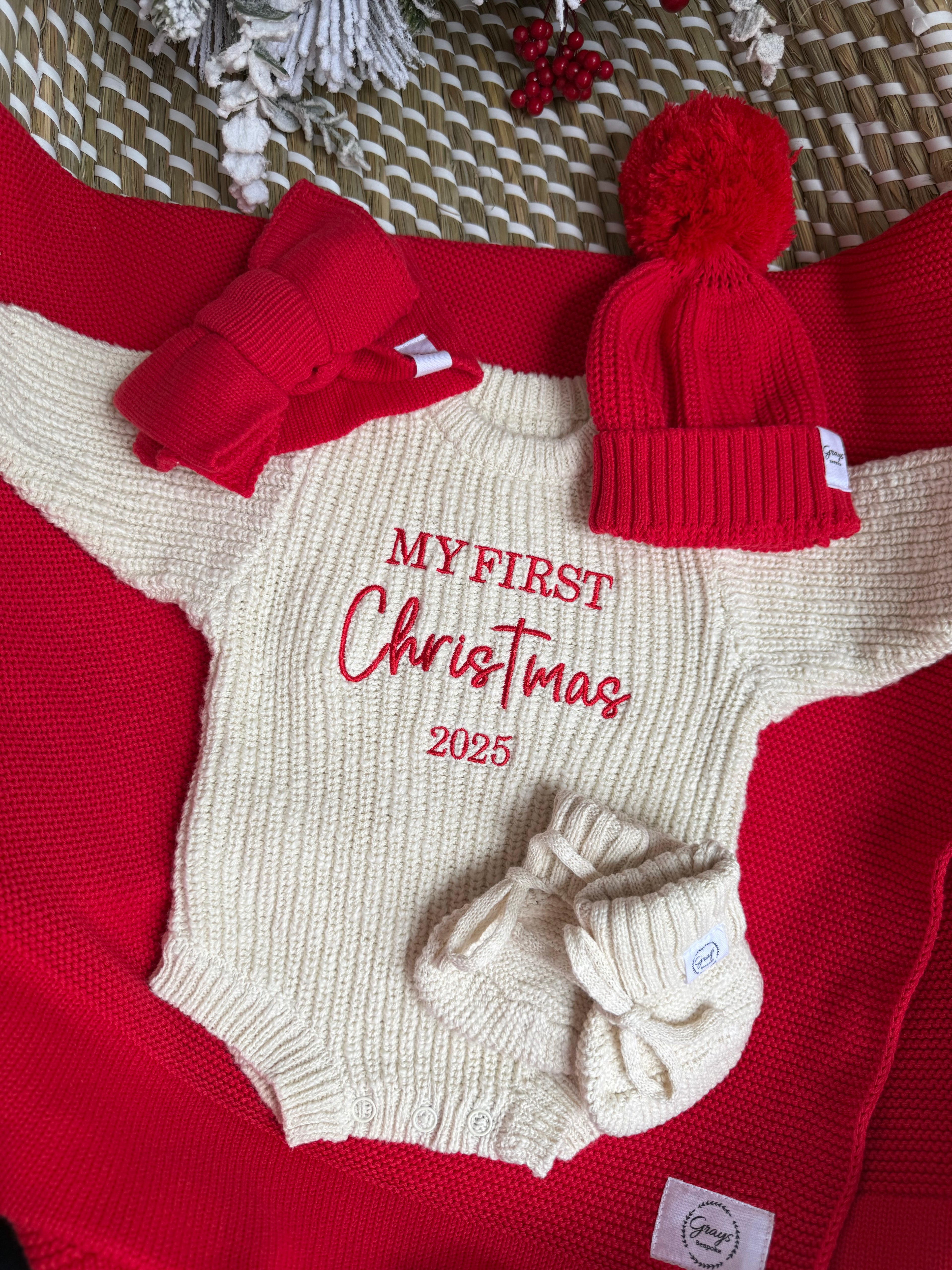 Butterscotch Romper & Booties | My First Christmas 2025