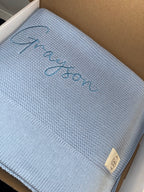 Sky| Solid Edge Knit Blanket