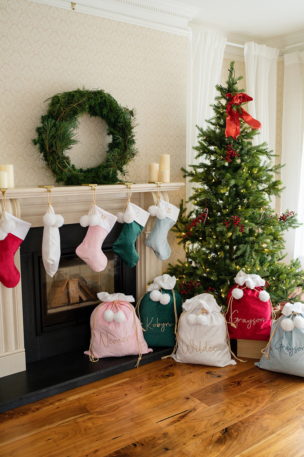Red  - Santa Hanging Sock