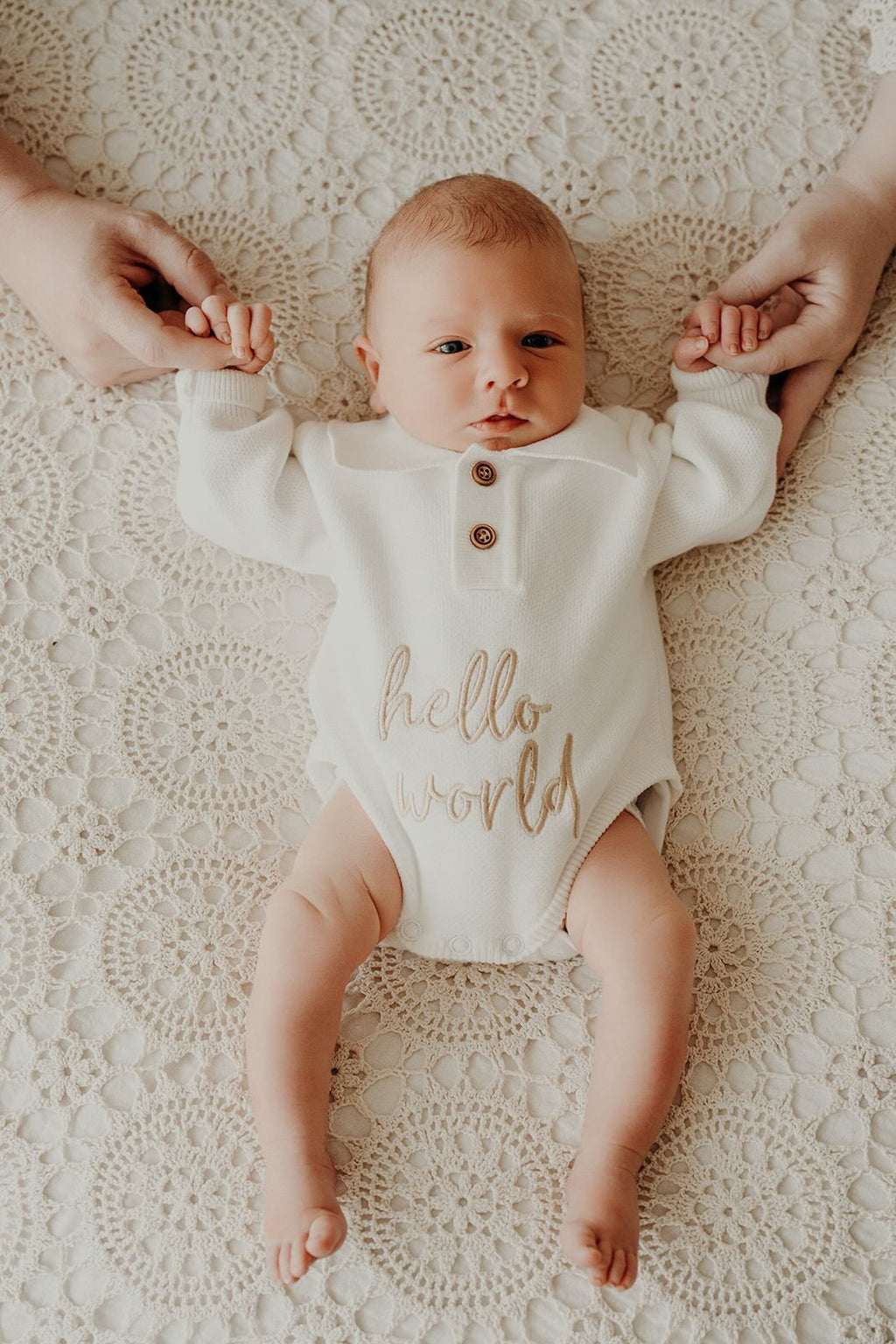 Cloud / Collard Polo Knitted Romper & Booties Set