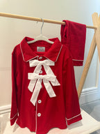 Red Plain with Bow Girls Style