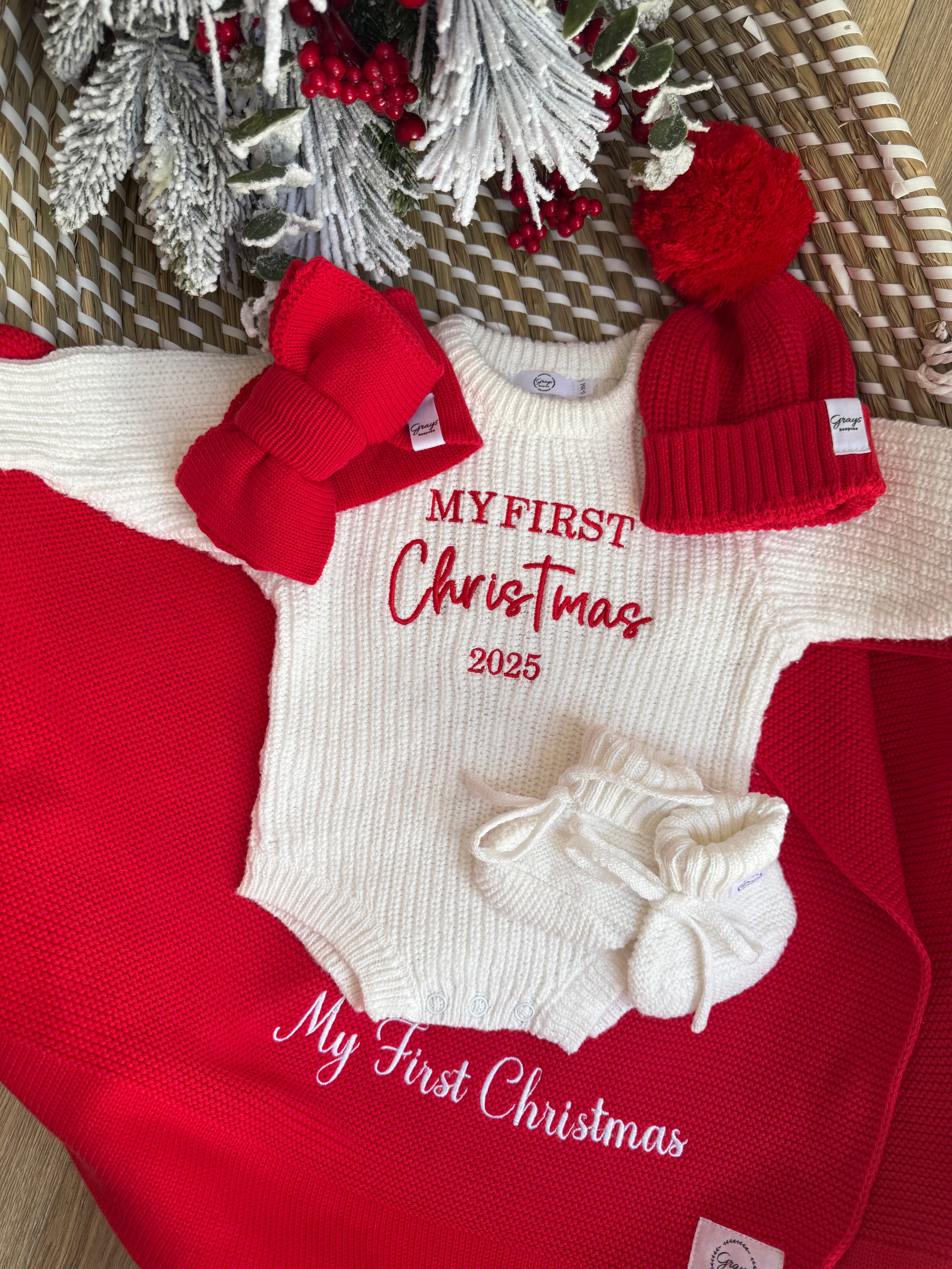Snow White Romper & Booties | My First Christmas 2025
