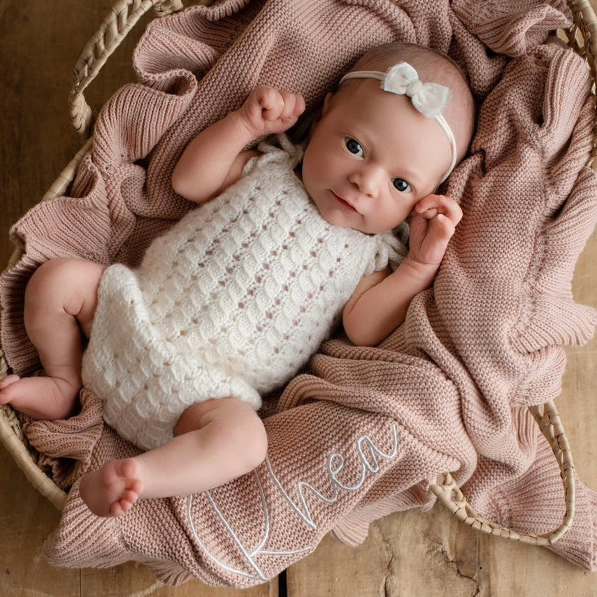 Dusty Rose | Frill Knit Blanket